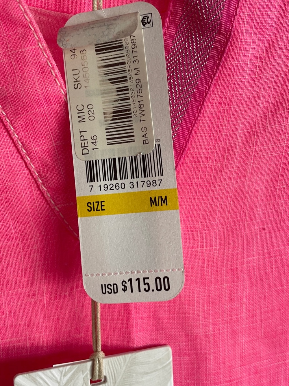NWT Tommy Bahama Hot Pink Sleeveless Linen Shift Dress - Picture 2 of 6